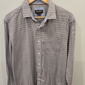 Johnston & Murphy Orange and Blue Houndstooth Dress Shirt